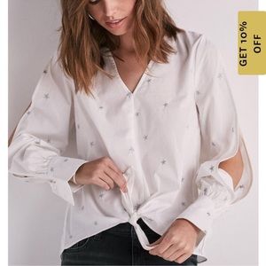 NWT Lucky Brand Cold Shoulder Embroidered Peplum ✨